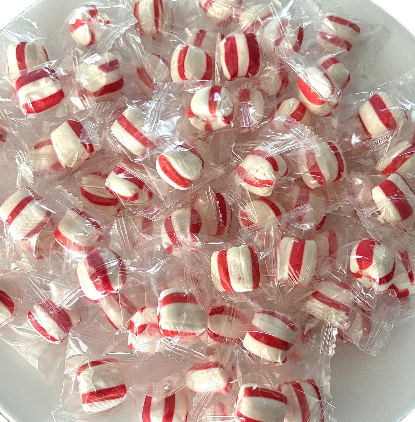 Soft Peppermint Puffs - 2 lbs of Red and White Individually Wrapped Creamy Peppermint Candy