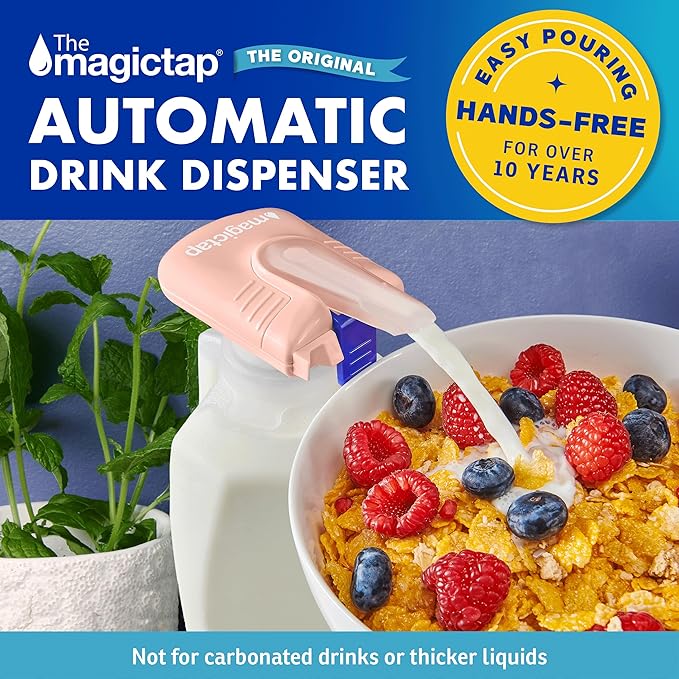 The Magic Tap Automatic Drink Dispenser: Hands-Free Milk, Beverage Dispenser, Drink Dispenser for Fridge Juice, Gifts for Women & Men: 1 Pack Peach