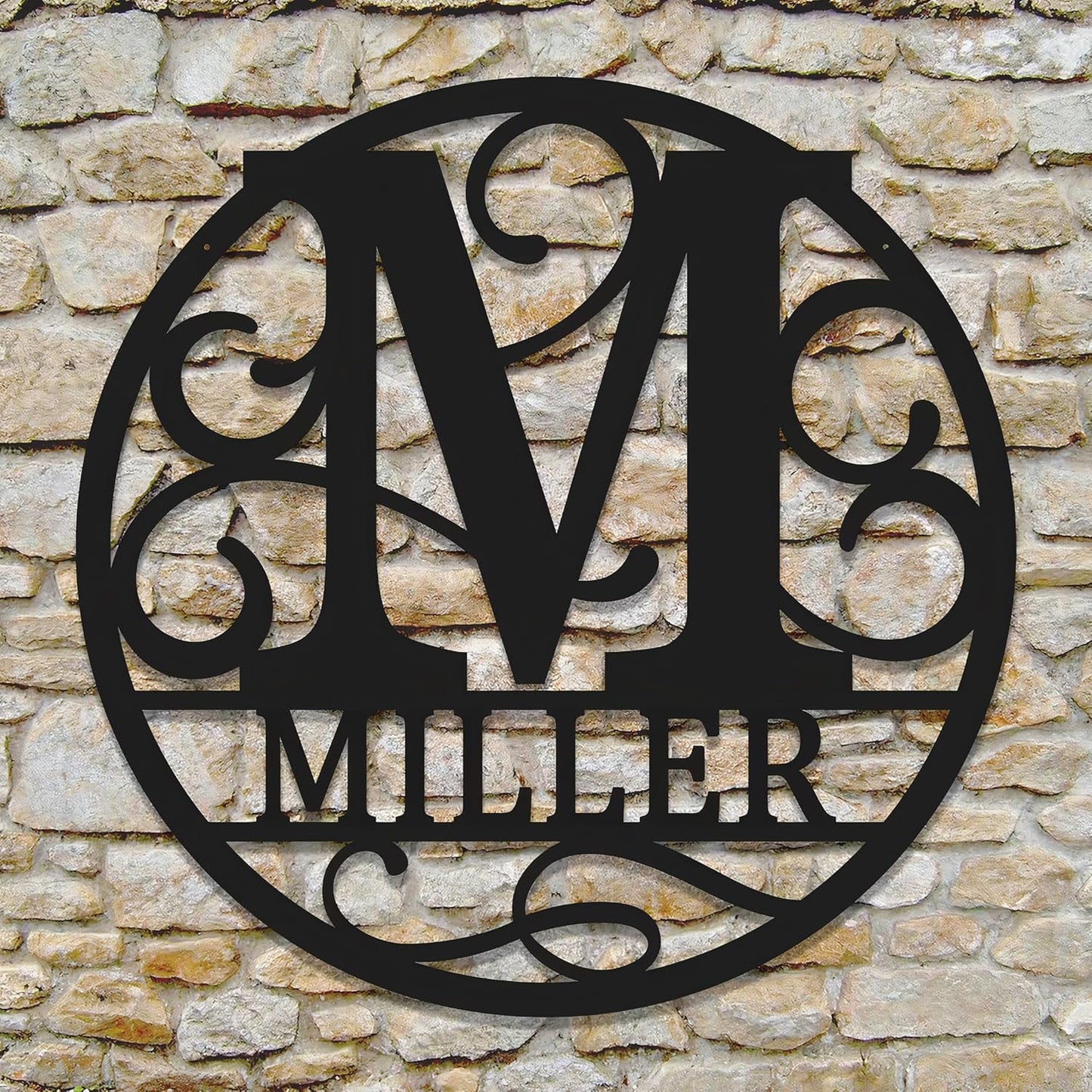 Personalized Metal Name Signs, Split Letter Monogram Wall Decor, Custom Last Name Sign, Family Name Sign for Outdoor, Personalized Wedding Gift, Garden Decor, Metal Wall Art, Housewarming Gift (MonogramDesign_11)
