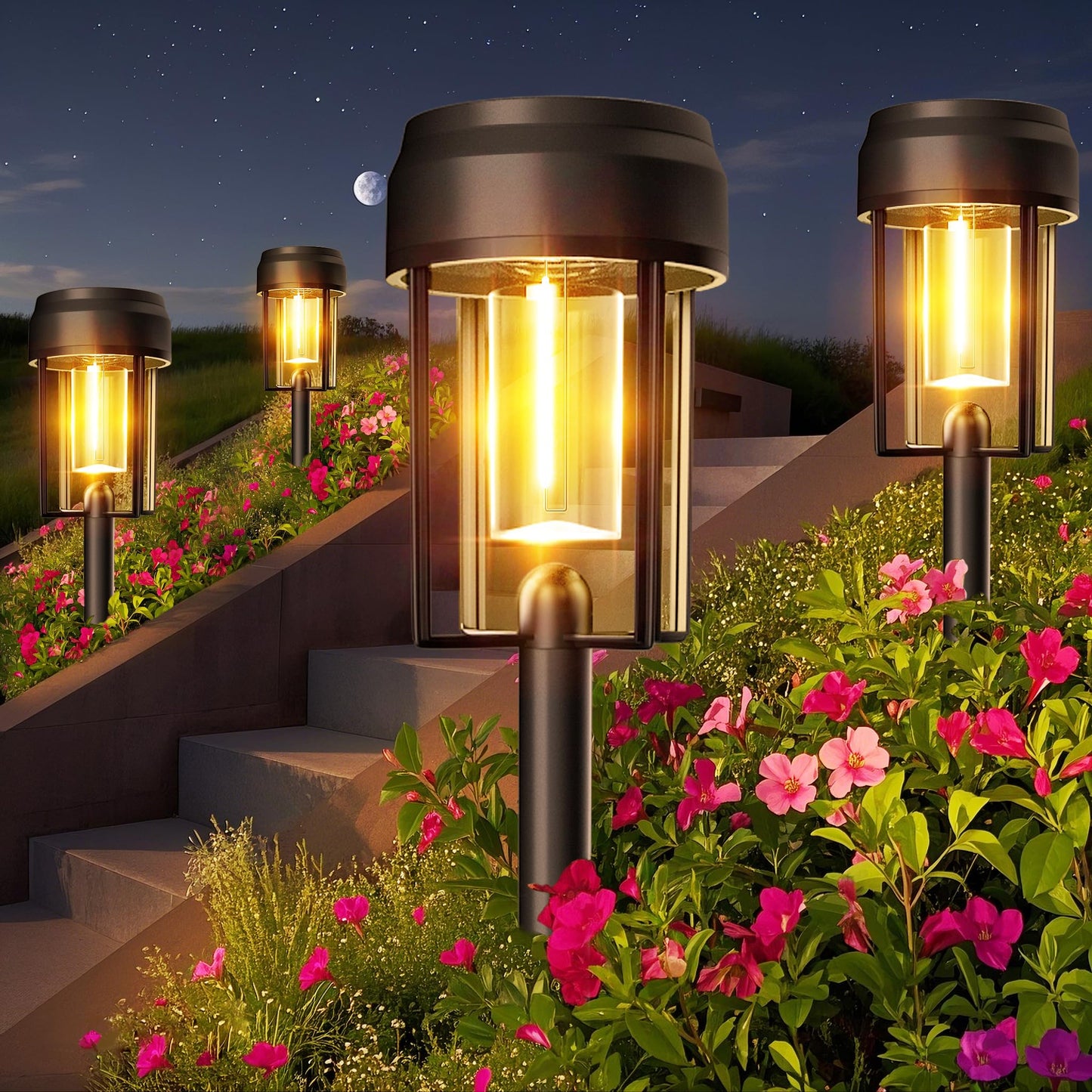 Ougele Solar Lights Outdoor 12 Pack  Bright Solar Pathway Lights Waterproof Ip65  Auto On/Off Solar Landscape Lighting 3000K For Garde Decor  Yard  Driveway  Patio  Walkway