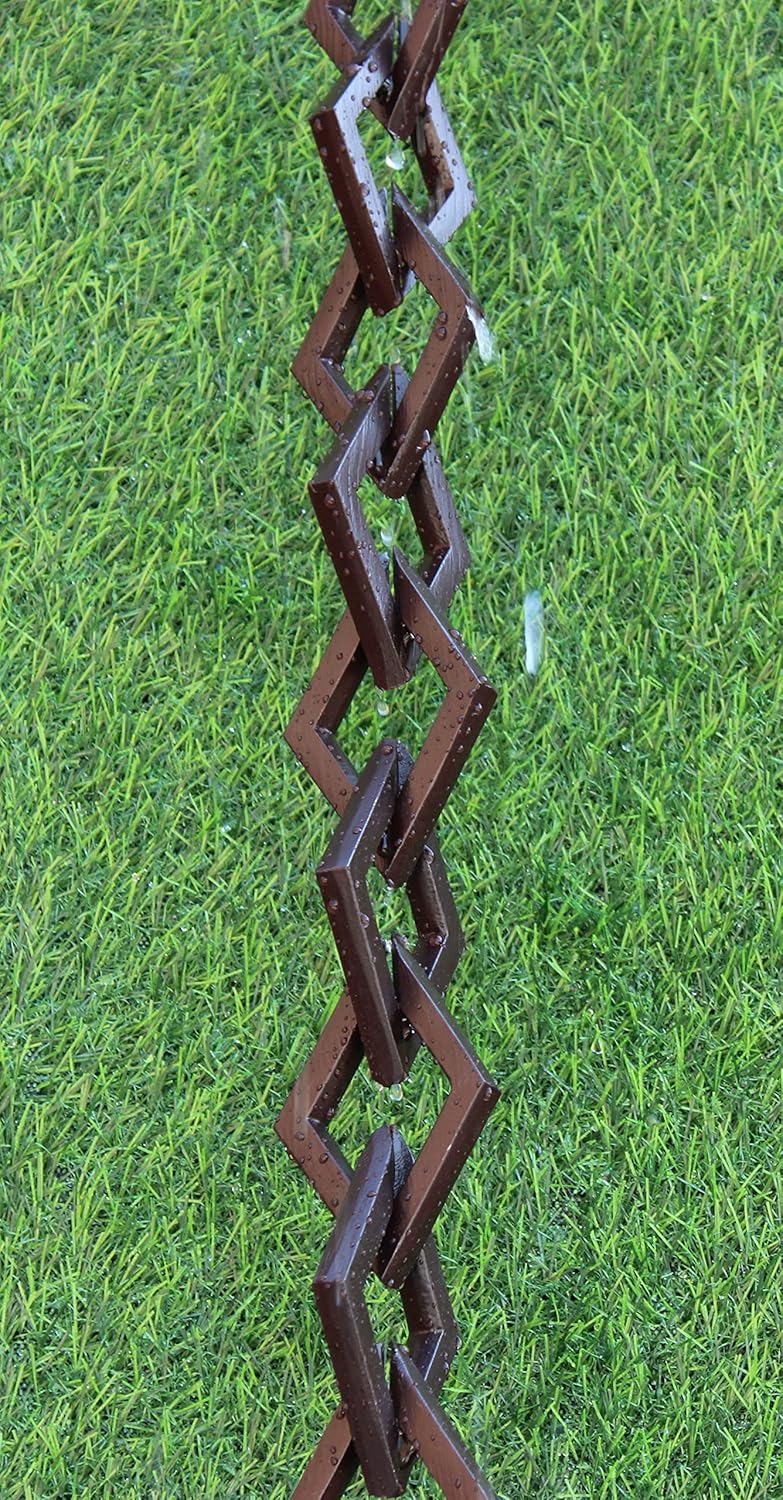 KAM Home Diamond Links Rain Chain with Installation Kit (Brown, 14)