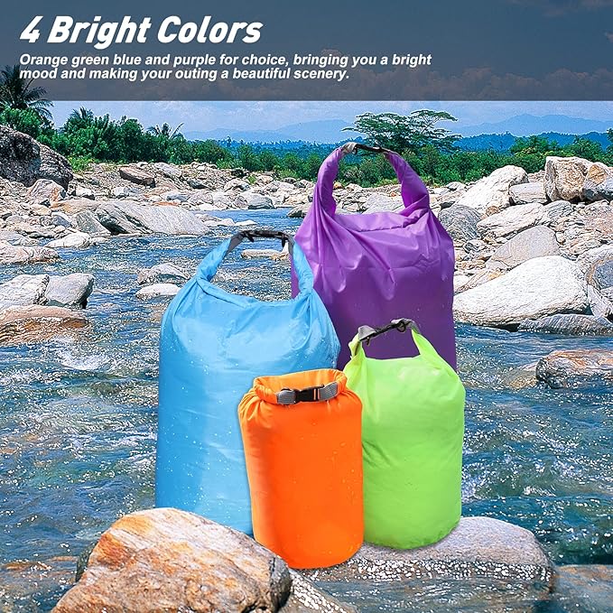 R2Depot Waterproof Dry Bag, 5L/10L/20L/40L/70L Dry Storage Bag for Kayaking, Gym, Hiking, Swimming (Purple, 70L)