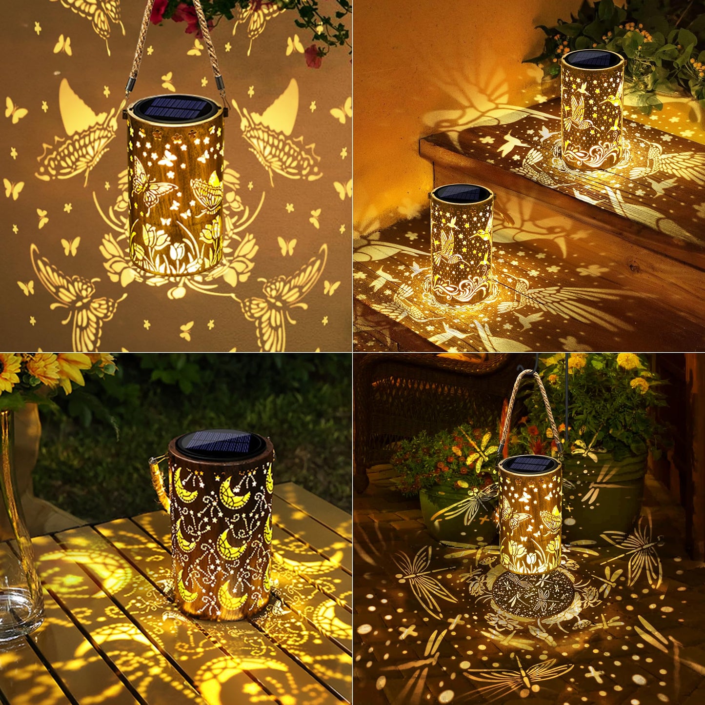 Toodour Solar Lantern Outdoor  Hummingbird Gifts For Women Mom Grandma Hanging Solar Outdoor Lights Waterproof  Hollow Out Retro Metal Hummingbird Lights For Patio  Balcony  Walkway  Yard Decorations