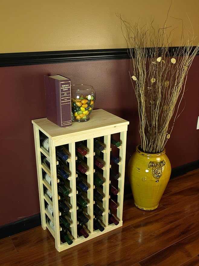 Wine Racks America Living Series Table Top Wine Rack - Durable and Modular Wine Storage System, Pine Unstained - Holds 24 Bottles