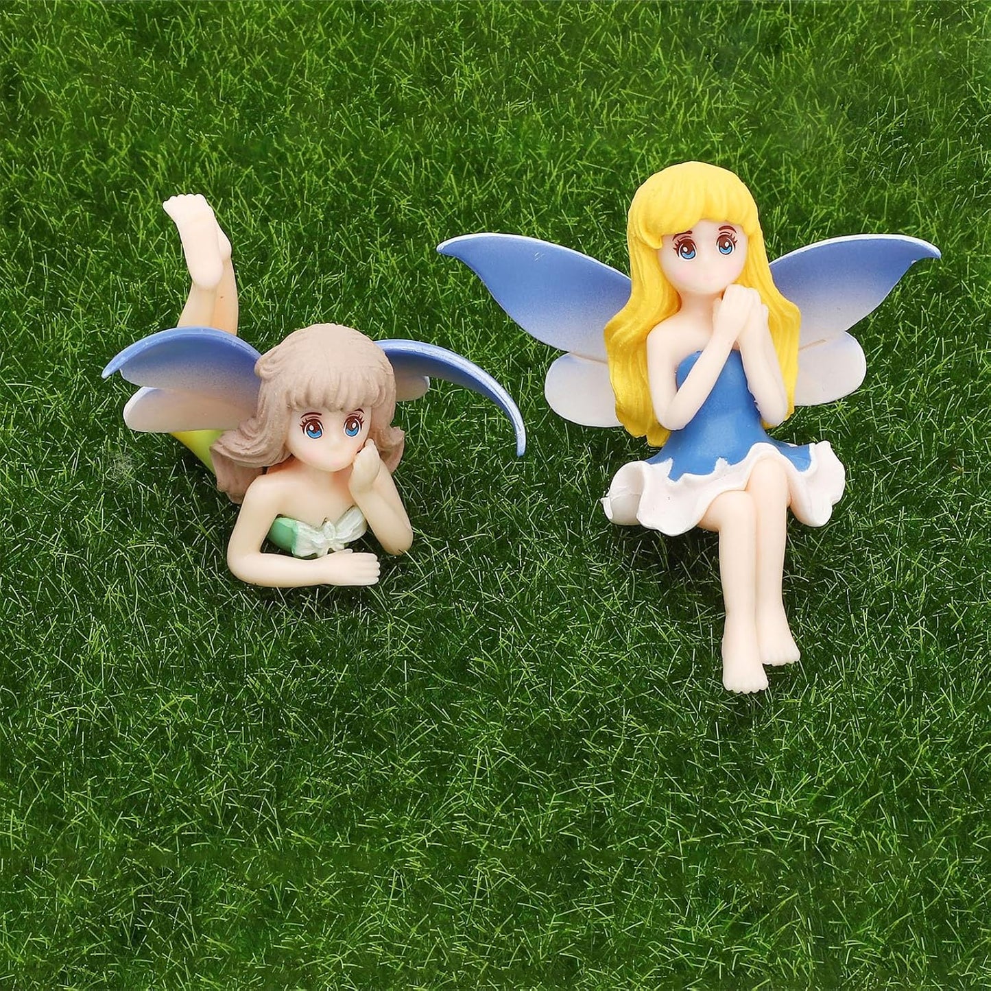 ONEST 4 Pieces Miniature Fairy Garden Accessories Small Fairy Figurines Hand Painted Fairies Figures Girl Fly Wing Figurines for Car Decor Fairies Garden Flower Pot Birthday Cake Topper