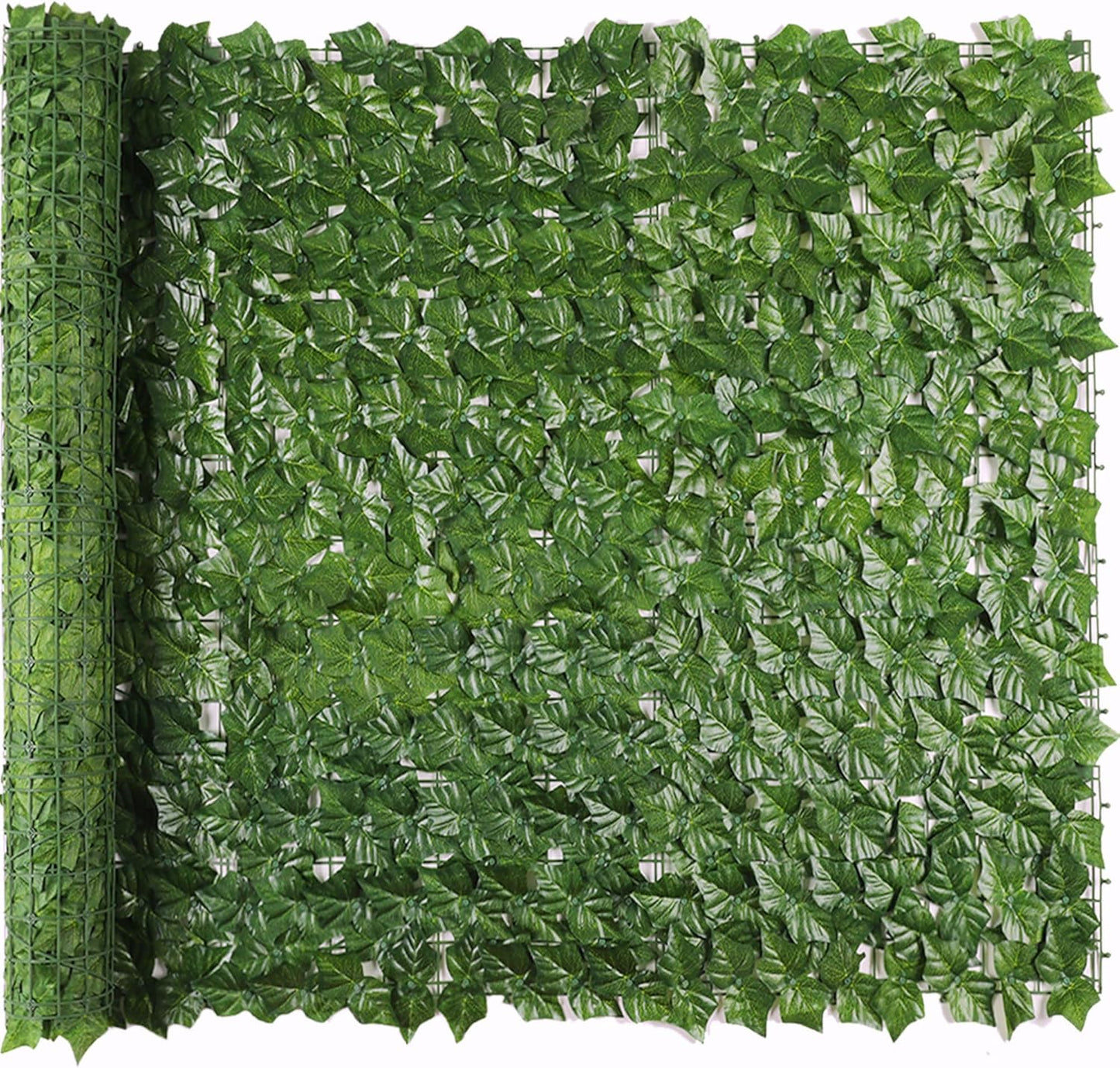 Jinwu Artificial Ivy Privacy Fence Screen, 39.4x118 in Artificial Faux Ivy Hedge, Expandable Faux Privacy Fence with 80 pcs Zip Ties, Decoration for Outdoor Garden, Color Printing Sweet Potato Leaves