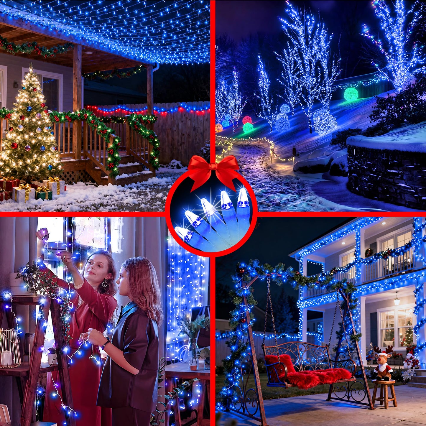 750 Led 240Ft Christmas String Lights Outdoor  12 Pro Modes And Timer Memory & Brightness  Plug In Outdoor Waterproof Clear Wire Twinkle Light For For Xmas Yard Tree Wedding Party Decor (Blue)