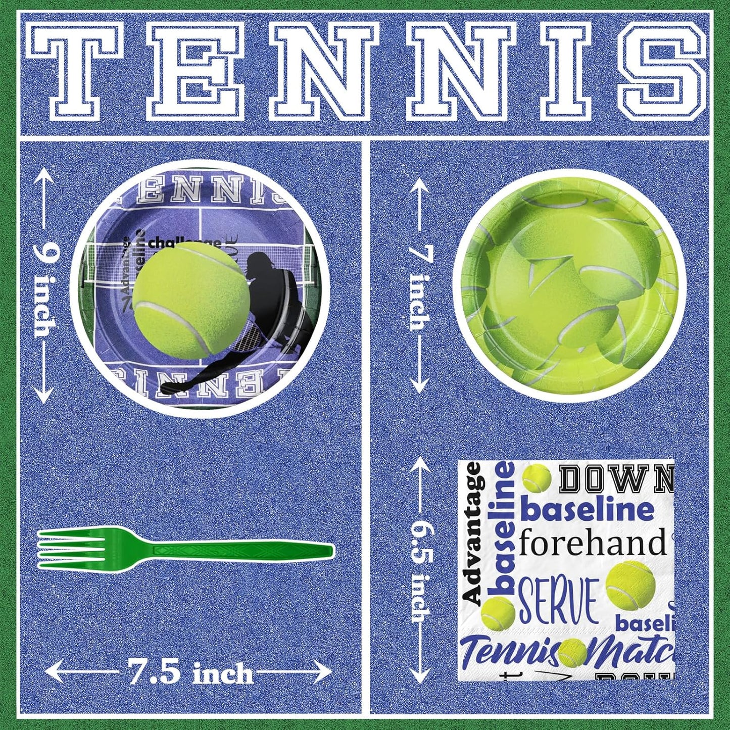 Tennis Party Decorations Set - Fun Tennis Party Plates, Napkins, and Forks for an Exciting Celebration - Disposable Tennis Party Supplies for Birthdays and Events