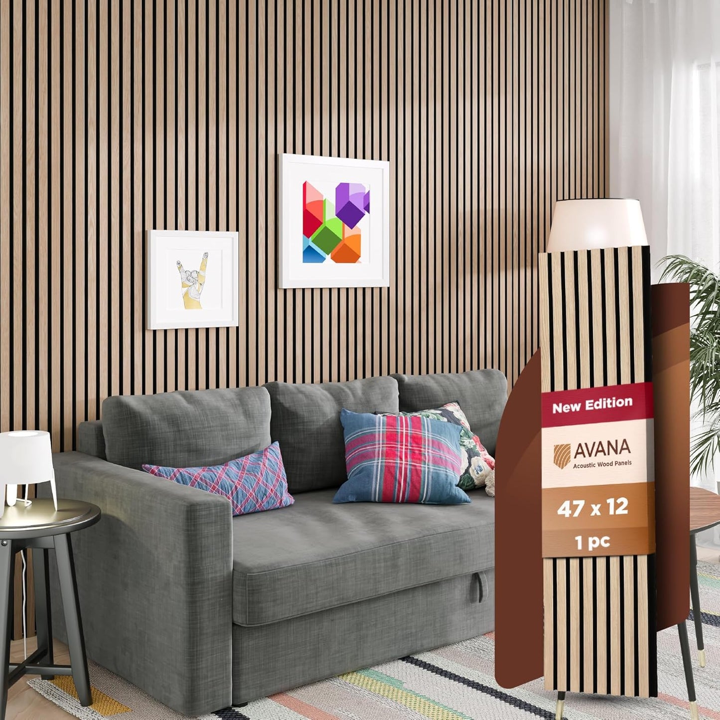 Avana Acoustic Wood Wall Panels – 47.2 X 12.6 Inch White Oak Acoustic Panels 1 PC – Wall Panels For Interior Wall Decor For Homes, Offices, Studios – Modern Sturdy And Durable Wood Panels For Wall