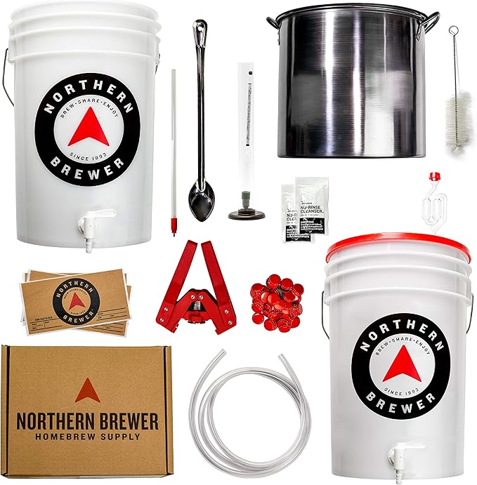 Northern Brewer - Brew. Share. Enjoy. HomeBrewing Starter Set, Equipment and Recipe for 5 Gallon Batches (Chinook IPA with Testing Equipment)