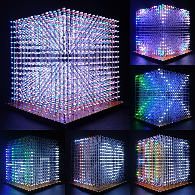 Mini 3D Led Cube DIY Electronics Kit Soldering Project Kit (3D16MINI-MULTI4-KIT)