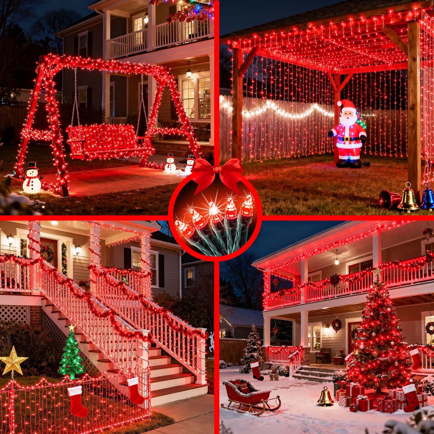 1500 Led 470Ft Christmas String Lights Outdoor  12 Pro Modes And Timer Memory & Brightness  Plug In Waterproof Dark Green Wire Twinkle Light For For Xmas Yard Tree Wedding Party Decor (Red)