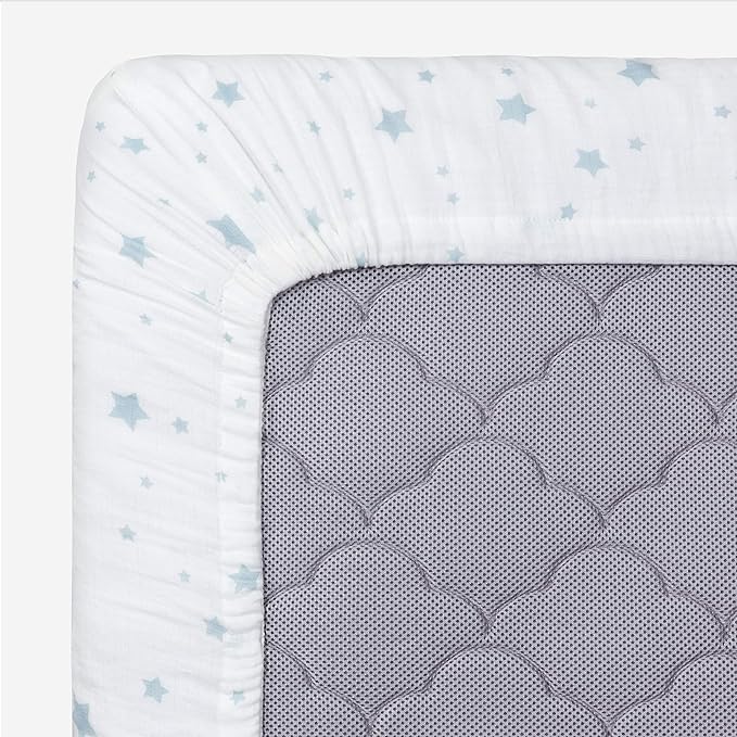 Newton Baby Fitted Single Layer Crib Sheet (2-Pack) - Ultra Breathable and Soft, Organic Cotton, Fits All Standard Cribs, White Stardust