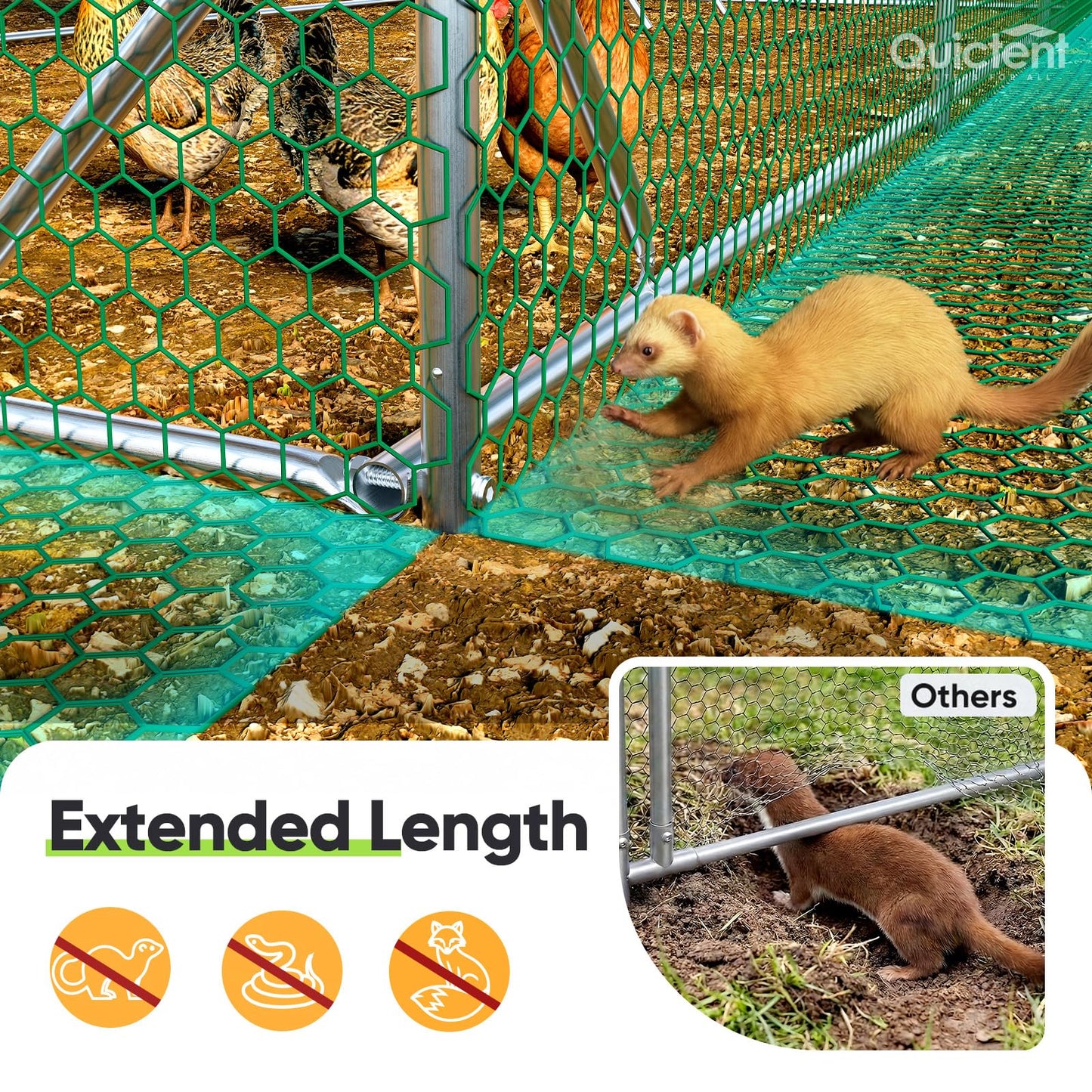 Quictent Essential Series 18x9x6.6ft Metal Chicken Coop Run with Climbing Ladder, Walk-in Outdoor Poultry Cage with PVC Coated Chicken Wire, Hen Duck Rabbit Farm House, Waterproof Anti-UV Cover