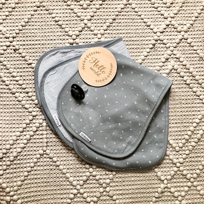 Ely's & Co. Baby Burp Cloths - 5pc Hourglass Shape with Extra Absorbent - Baby Bibs & Burp Cloths Baby Girl and Baby Boy, Newborn Essentials (Blue Leaf)
