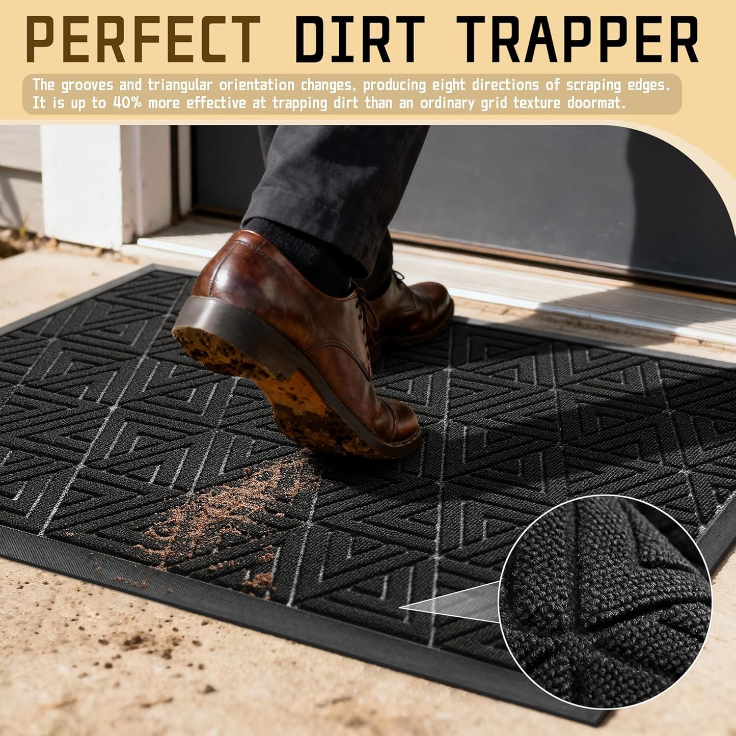 Yimobra Front Door Mat Outside Entrance 72 x 24, Waterproof and Washable Outdoor Mat, Non Slip Rubber Backing, Heavy Duty Welcome Matt for Home Entry Floor Porch Garage Office, Low Profile, Black