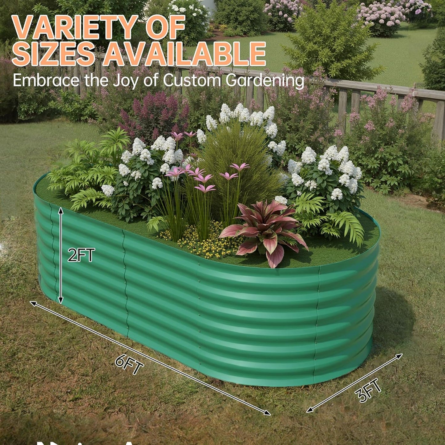 6x3x2ft Galvanized Raised Garden Bed Outdoor, 24" Tall Metal Planter Box for Flowers Herbs Vegetables, Rust-Resistant Raised Garden Beds for Gardening, Easy Assembly Outdoor Garden Box & Planters