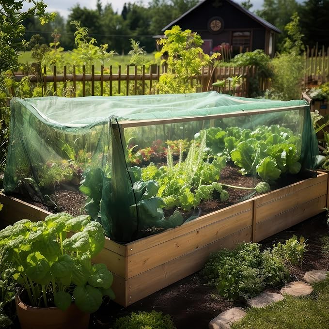 Green DIY Mosquito Net Fabric | 10x10 FT Netting 2 Pack | Insect Cover for Garden, Patio, Outdoor & Windows | Multiple Sizes in Black, White & Green | Raised Bed Screen Mesh Barrier