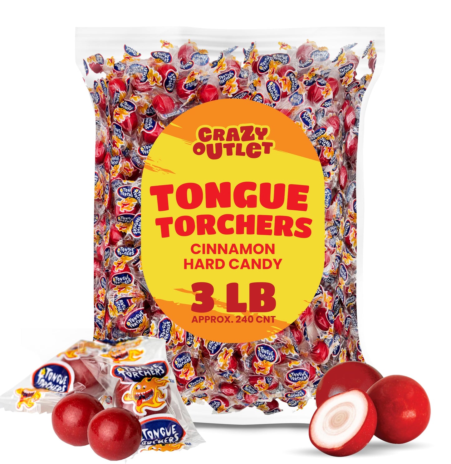CRAZYOUTLET Tongue Torchers Hard Candy Cinnamon Flavor, Bulk Pack 3 Pounds