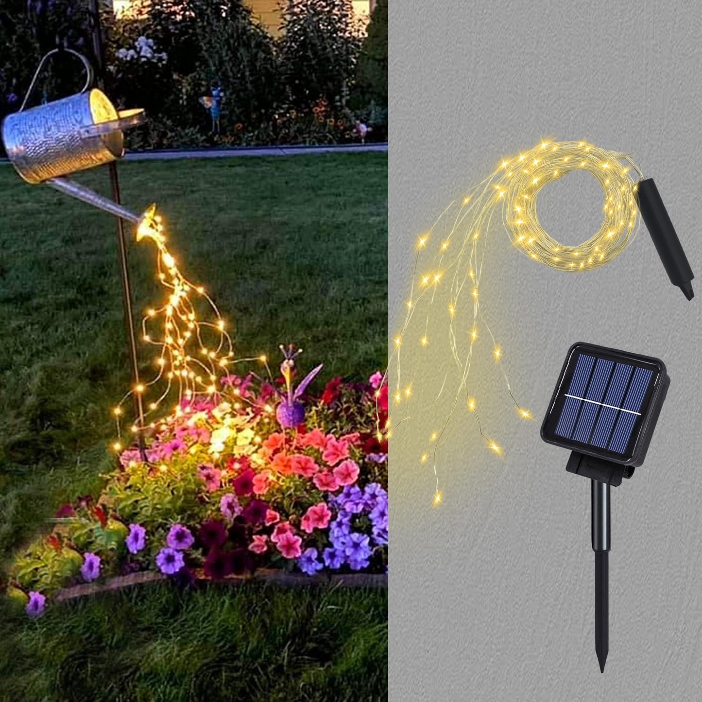ANGMLN Solar Powered Fairy Bunch Lights, 200 LEDs, Warm White, 8 Modes, Waterproof, No Can, Garden Decorations