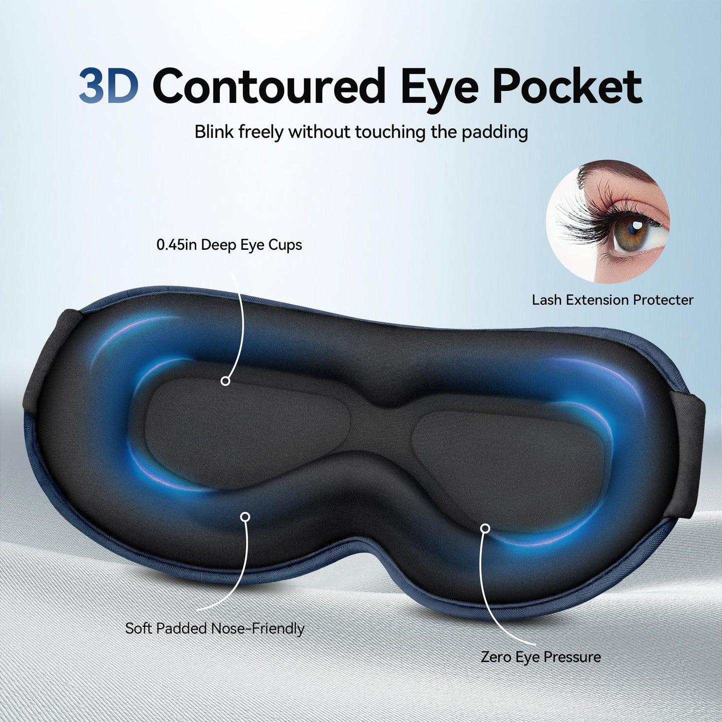 Weighted Sleep Eye Mask for Men: 3D Blackout Zero Pressure Sleep Mask for Stress Relief, Deep Sleep & Comfortable Naps, Meditation, Yoga, Office Workers, College, Airplane Travel Essentials, Blue