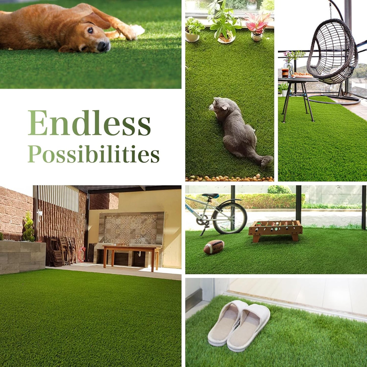 Artificial Grass Turf Rug 3.3 x 6 FT - Realistic Fake Grass Outdoor Carpet with Drainage, 1.2” High Synthetic Lawn Mat for Patio, Balcony, Garden, Pet-Friendly Indoor/Outdoor Use