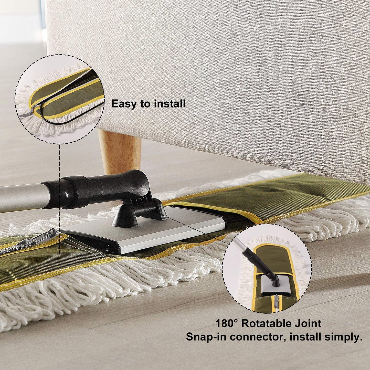 CLEANHOME 36" Commercial Dust Mops for Floor Cleaning Heavy Duty Floor Duster Mop with Long Handle Hotel Gym Household Cleaning Supplies for Hardwood, Tiles, Marble Floors,Green