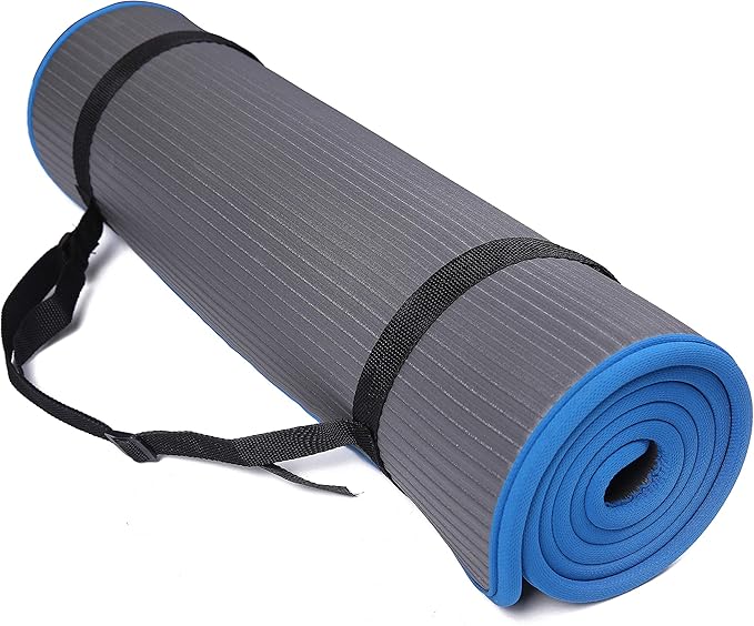 Fitvids All-Purpose 2/5-Inch (10mm) Extra Thick High Density Anti-Slip Exercise Pilates Yoga Mat with Carrying Strap, Mult...