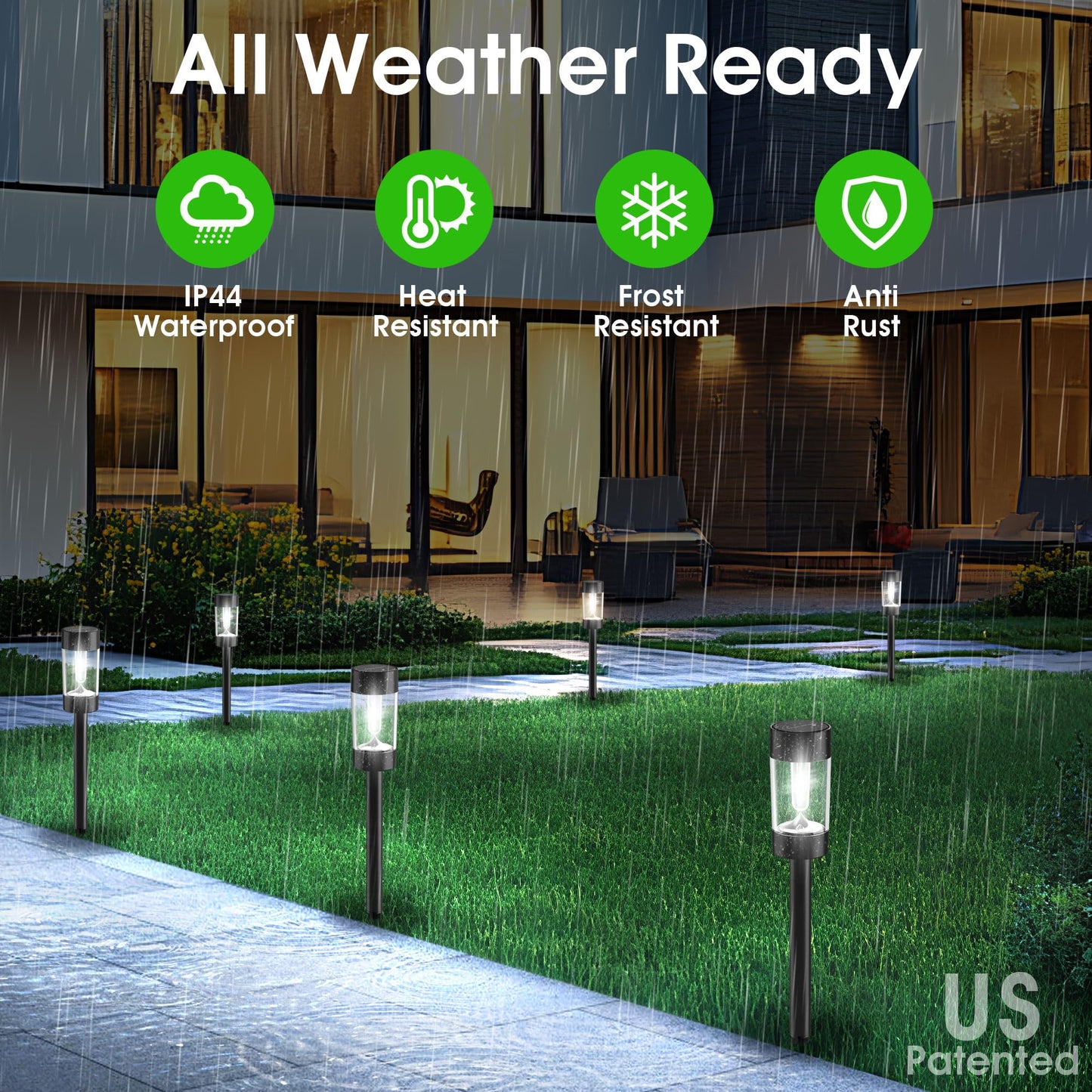 Eyrosa Solar Lights Outdoor  12 Pack Waterproof Solar Landscape Lighting For Pathway Garden Yard Path Walkway Driveway Lawn Patio Outside Decor  Cool White