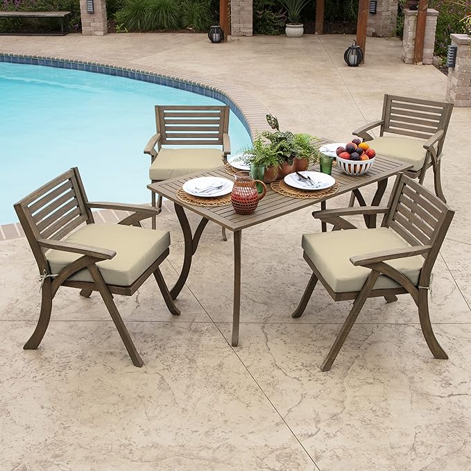 Arden Seat Cushion, 21 x 21, Rain-Proof, Fade Resistant, Cushion for Patio Dining, Adirondack, and Outdoor Chairs Tan Leala