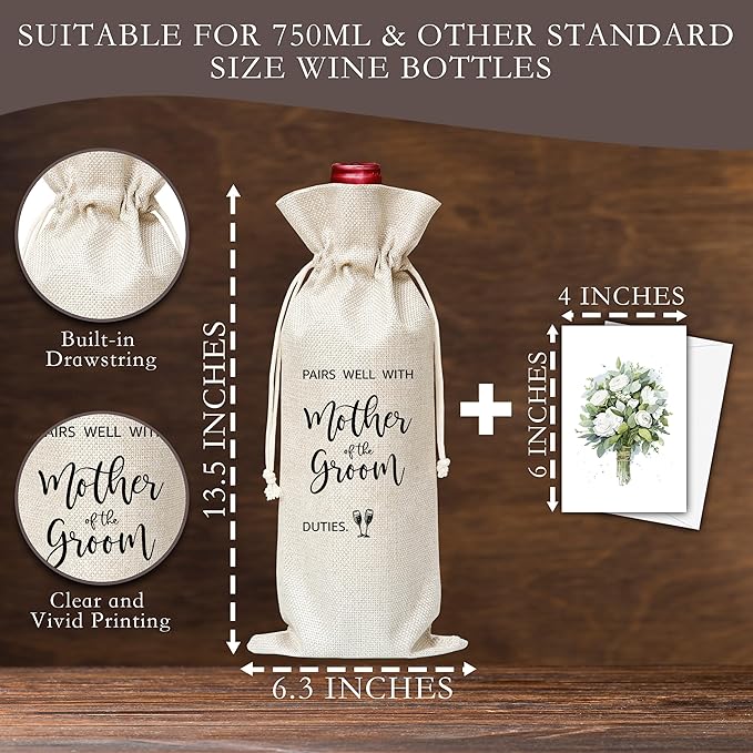 Dskly Mother Of The Groom Gifts Wine Bag & Card, Wine Bag Gifts For Mother-In-Law From Bride Groom, Pairs Well With Mother Of The Groom Wine Bag For Bridal Shower Wedding Engagement Party -36