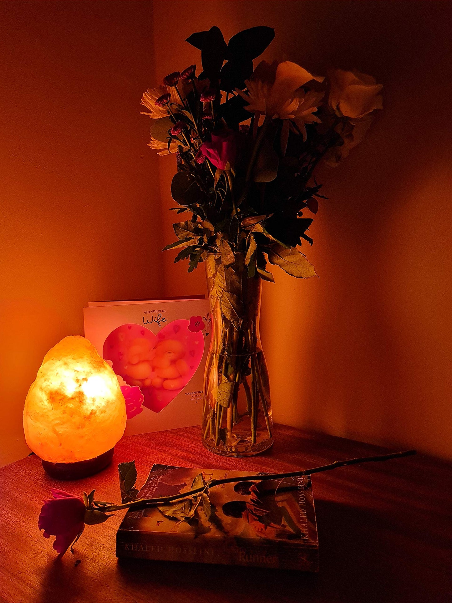 Needs&Gifts Himalayan Salt Lamp, Natural Crystal Rock Lamp Pink Light, Hand Crafted Wooden Base Direct from Foothills of The Himalayas Home Decor, Dimmable lamp Pinkish-orange 4-7LB (N23)
