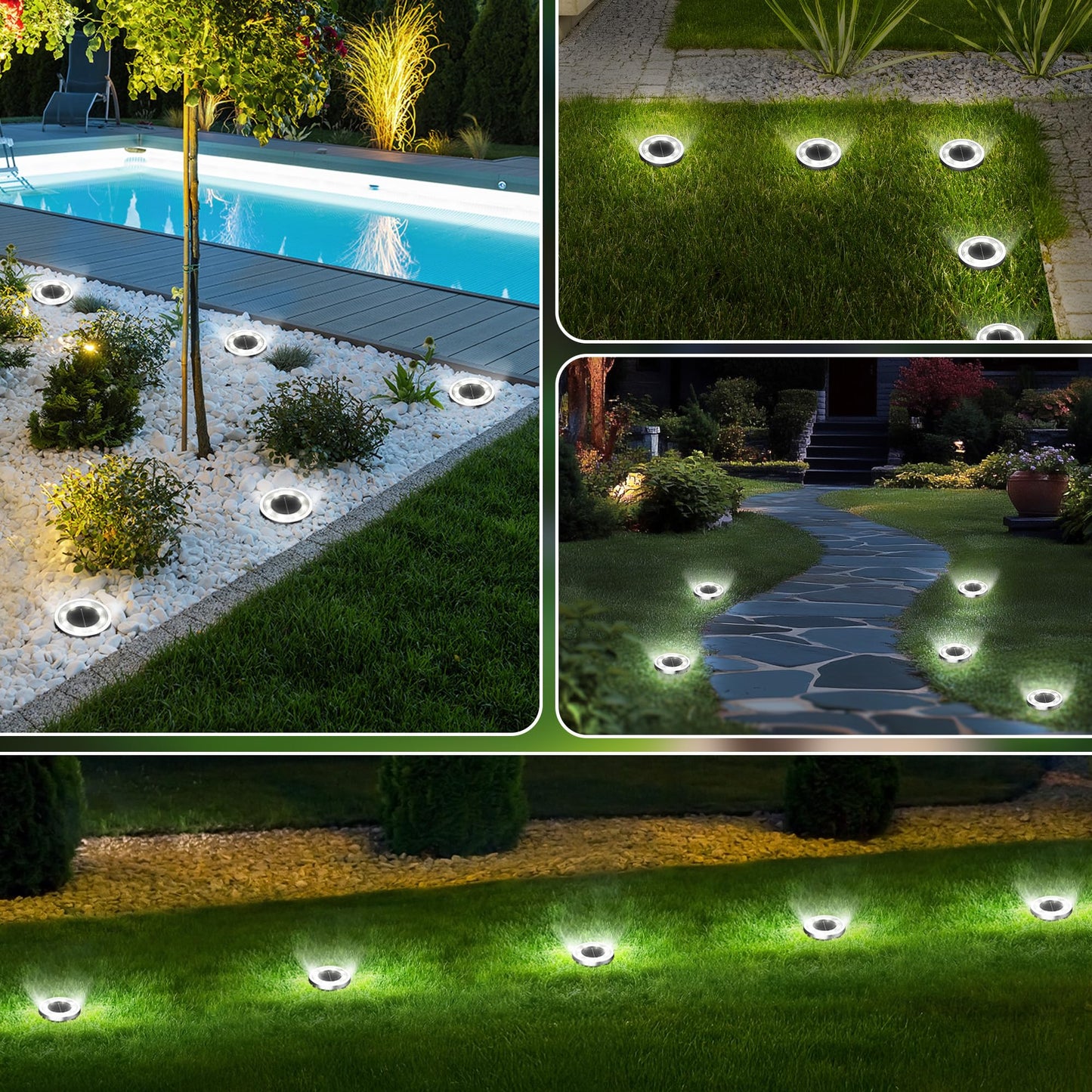 Incx Solar Ground Lights  8 Pack Solars Light Outdoor Waterproof  Solar Garden Lights Landscape Lighting For Patio Pathway Lawn Yard Deck Driveway Walkway  Cold White