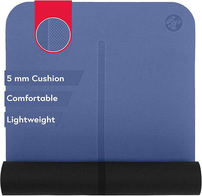 Manduka Begin Yoga Mat 68" - 5mm Cushioning | Comfortable, Lightweight & Reversible with Alignment Stripe | Budget-Friendl...