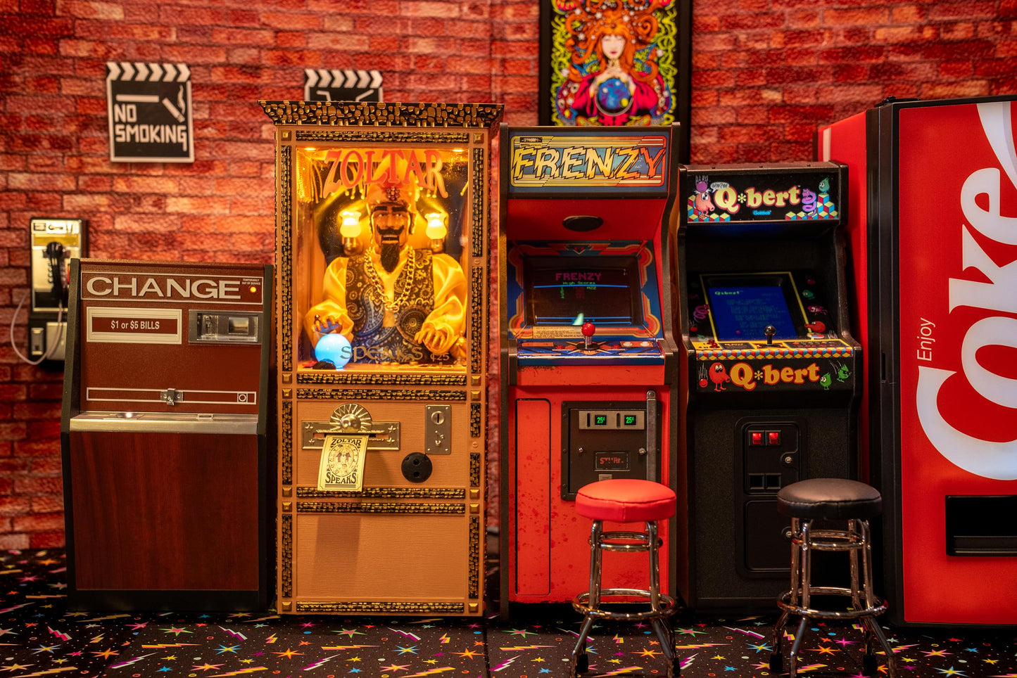 New Wave Toys Zoltar Speaks Mini Replica Fortune Teller Machine, Fully Animated 1/6 Scale with Card Dispenser, USB-C Rechargable