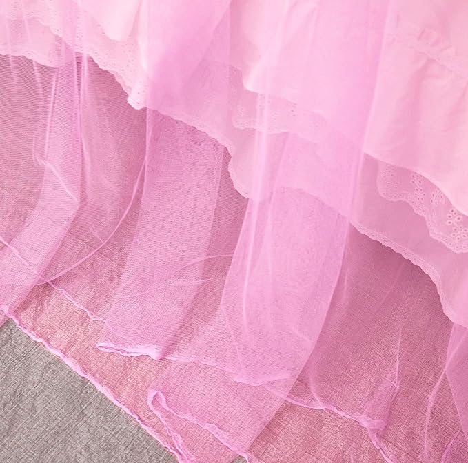 Mengersi Bed Canopy Mosquito Net for Bed,Canopy Bed Curtains Elegant Bed Drapes Screen Netting Canopy Curtains Bedroom Decor (Pink, Full/Queen)