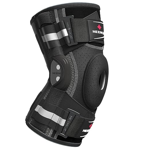 NEENCA Professional Knee Brace for Knee Pain, Hinged Knee Support with Patented X-Strap Fixing System, Strong Stability fo...