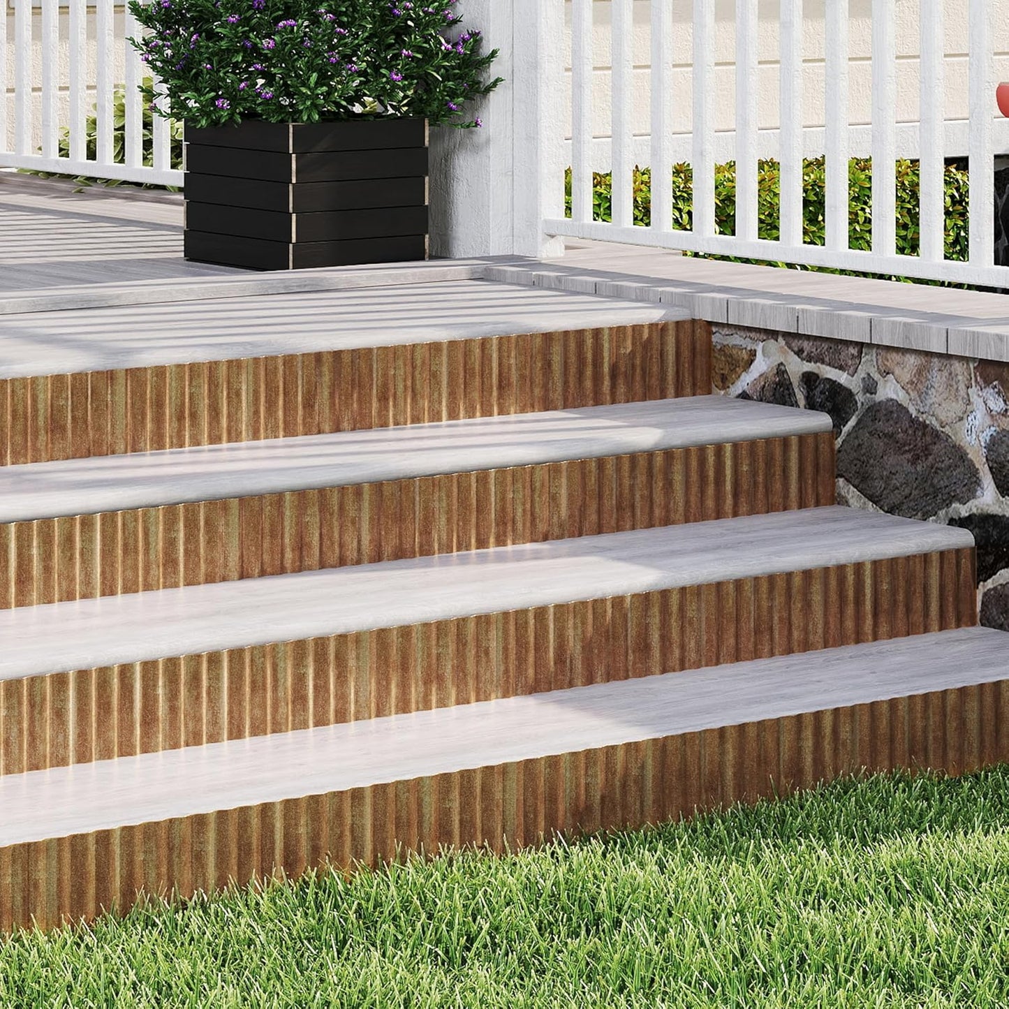 Metal Garden Edging Border, Corrugated Steel Landscaping, DIY for Lawn (Rusty, 6 Inch x 10FT)