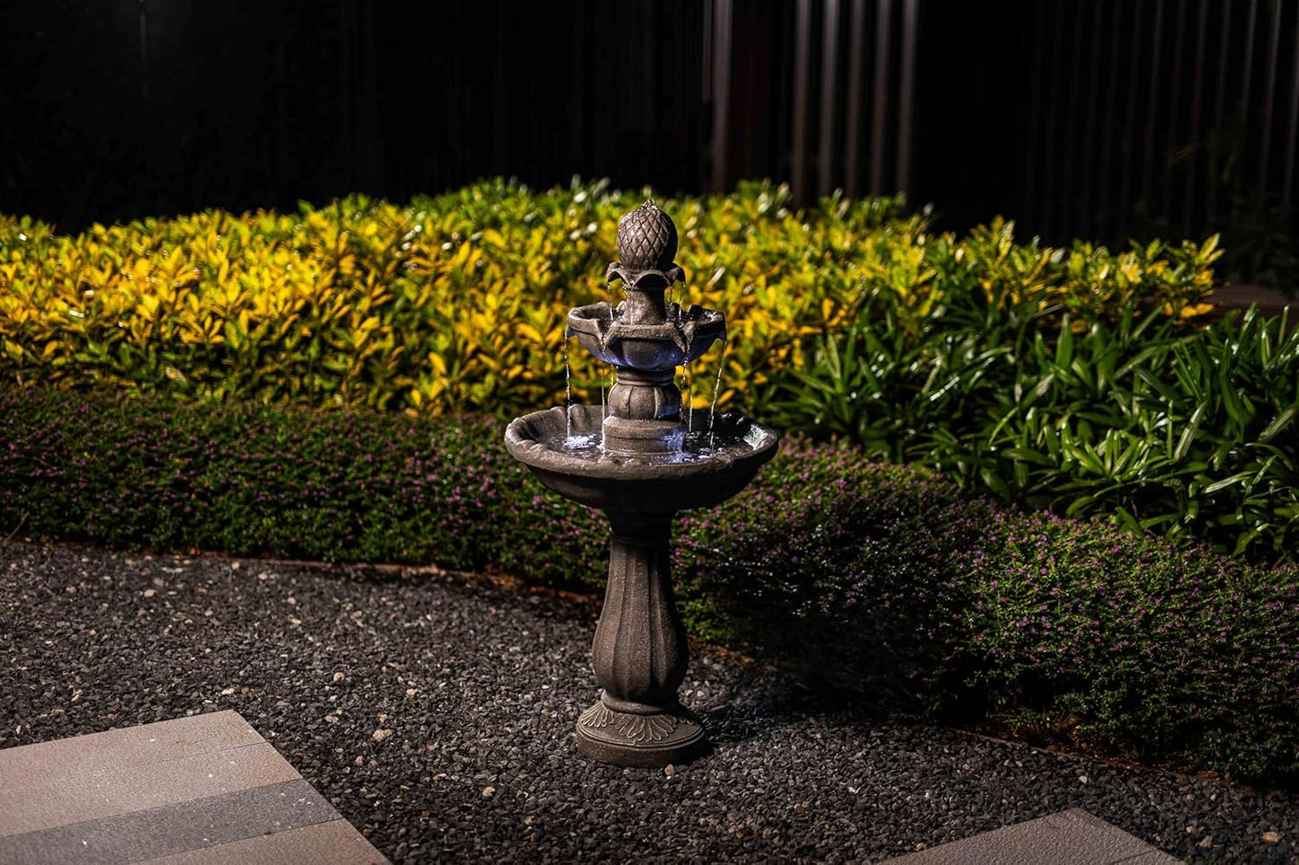 Outdoor Water Fountains –42.2 in. Tall,3 Tiered Stone Waterfall,Create Elegant Flowing Water Feature for Garden, Yard, Patio, Home Decor (Grey)