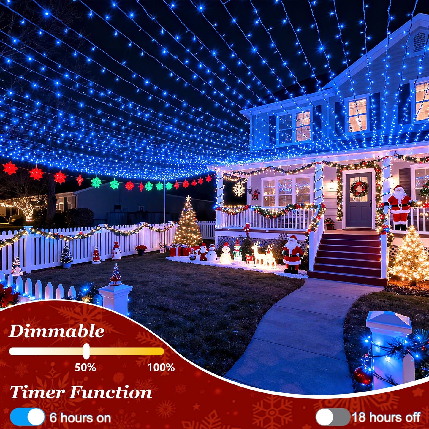 300 Led Indoor String Lights With 12 Modes  Green Wire Connectable Christmas Tree Lights With Timer  Dimmable Twinkle Fairy Lights  75Ft Led Lights For Bedroom Outdoor Patio Party Xmas Decor  Blue