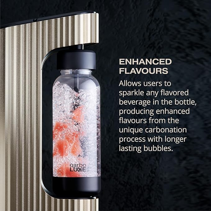 Twenty39 qarbo LUXE Premium Metal Sparkling Water Maker Machine - Soda Beverage Carbonator for Home, Seltzer Water Carbonation Fizz Maker (includes two CO2 cylinders)