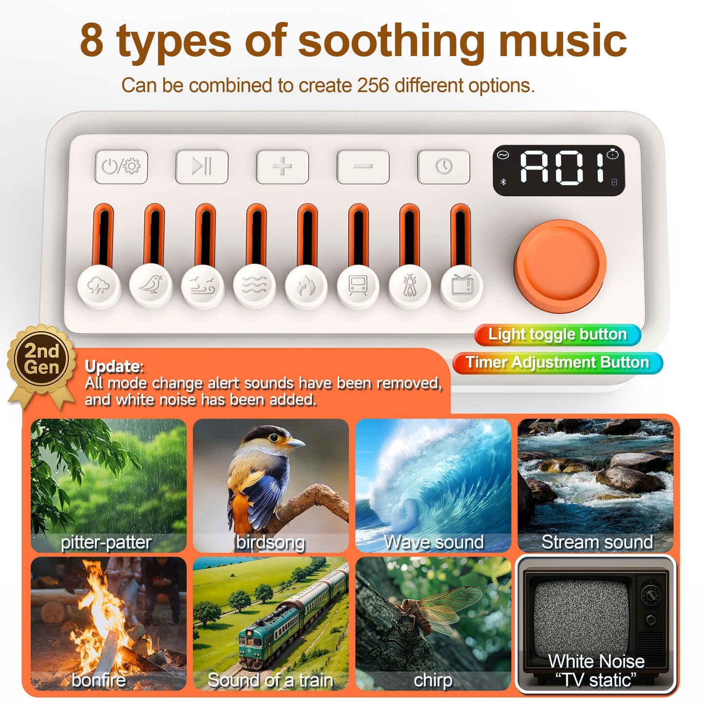 TMEHM 3-in-1 Sleep Sound Machine with 8 Mixable Nature Sounds, Portable Bluetooth Speaker & 12-Color Night Light, White Noise, Sleep Timer & Breathing Exercises for Babies, Kids, and Adults