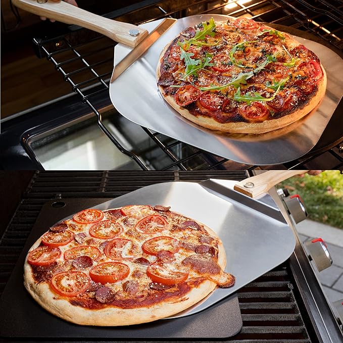 Chef Pomodoro Pizza Peel 16 inch, Pizza Spatula with Foldabe Wood Handle for Easy Storage, Pizza Accessory for Homemade Pizza