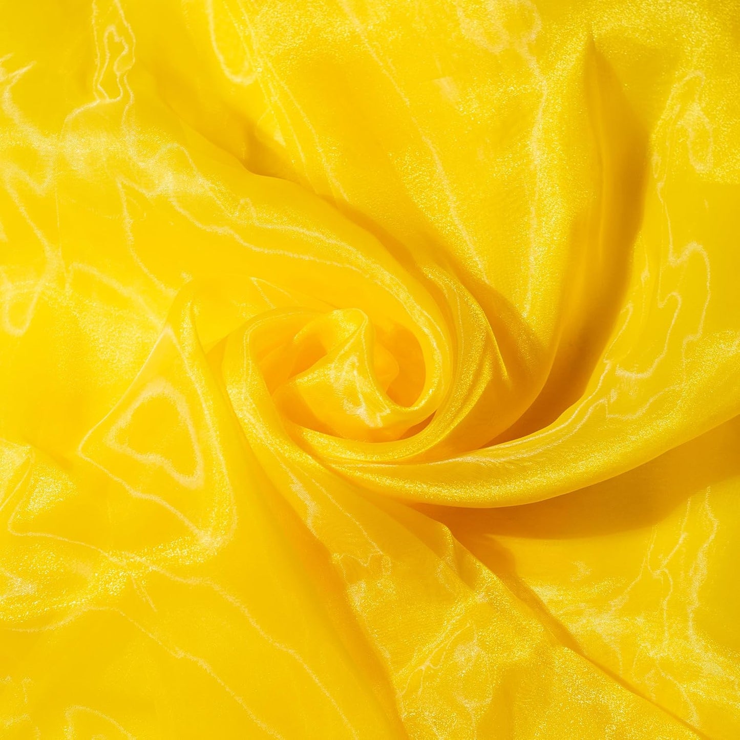 FYNITE Fynite Sheer Organza Fabric | 10 Yards Long | 44'' Wide | Bridal Solid Sheer Organza Bolt for Wedding Dress Fashion Craft Decorations Silky Shiny Sheer Organza (Yellow, 10 Yard)