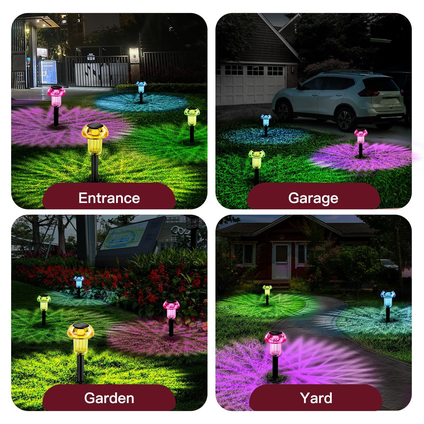 COZY-PAVILION Solar Lights Outdoor Waterproof 8 Pcs LED Solar Mushroom Light Outdoor, Driveway Lights Solar Powered, Landscape Garden Decor Stake Light, Outdoor Solar Lights for Yard, Sidewalk, Lawn