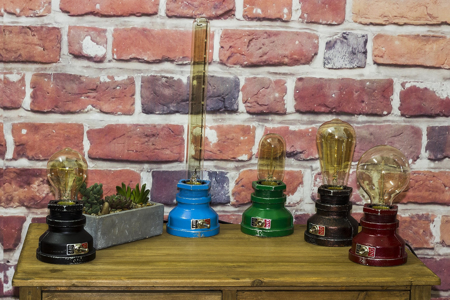 Y-Nut Loft Style Lamp, Steampunk Industrial Design, Dimmable, Metal, Green, Model QTF-T01-GRN