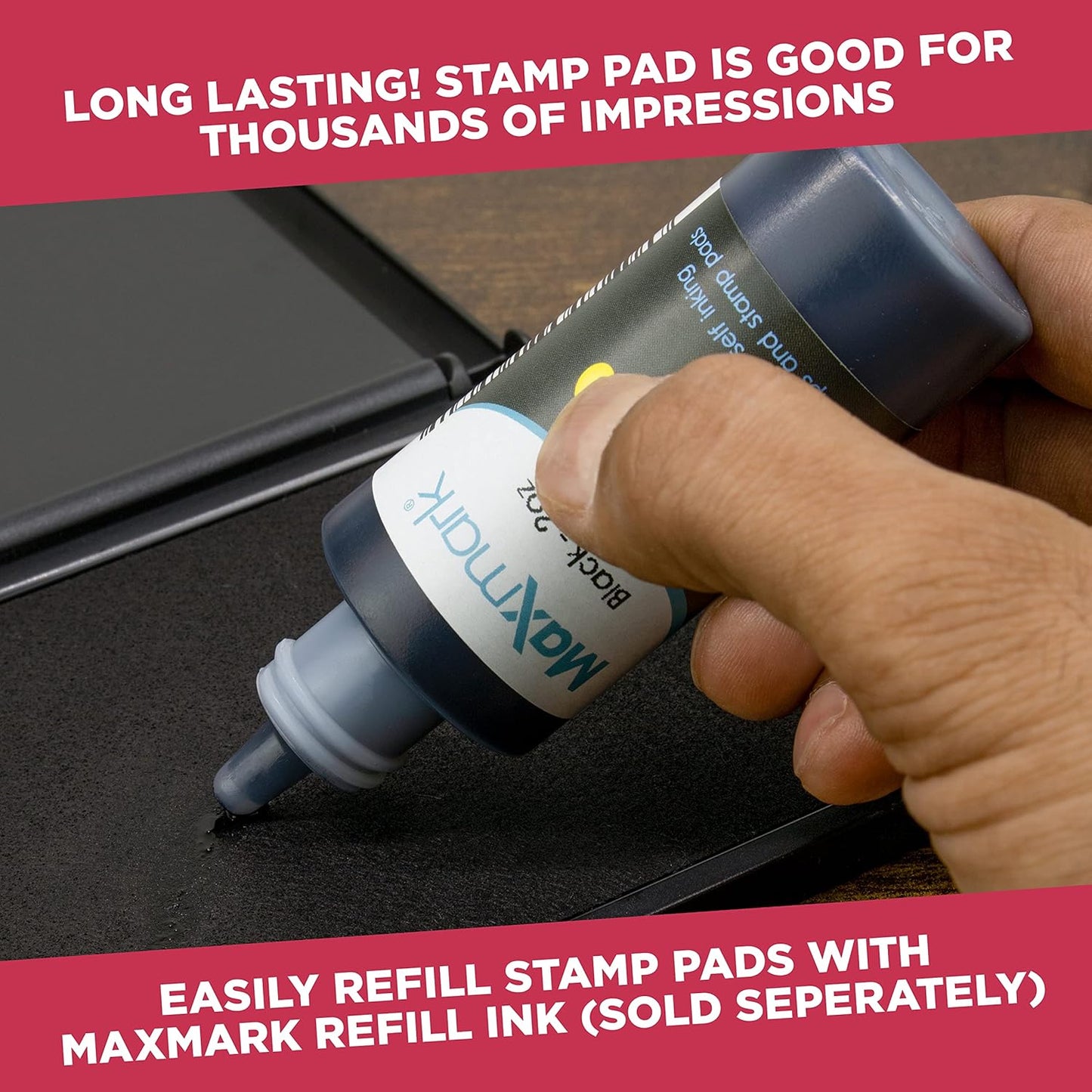Large Premium Crimson Red Ink Stamp Pad - 5" by 7" - Quality Felt Pad