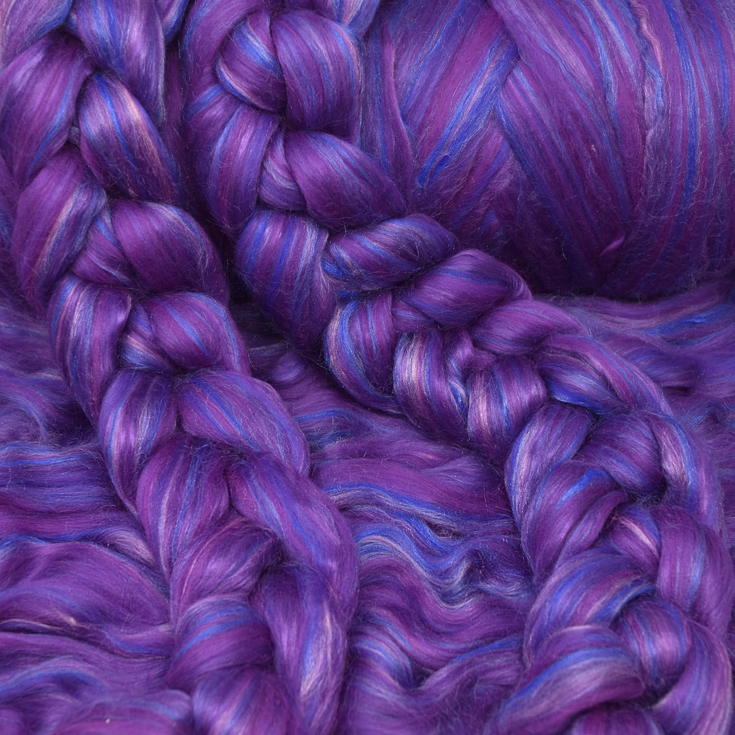 Merino Silk Luxe Tonal Designer Blend. Superfine Merino, Mulberry Silk, Tussah Silk. Top Roving for Spinning or Felting. Violet Volcano 1oz
