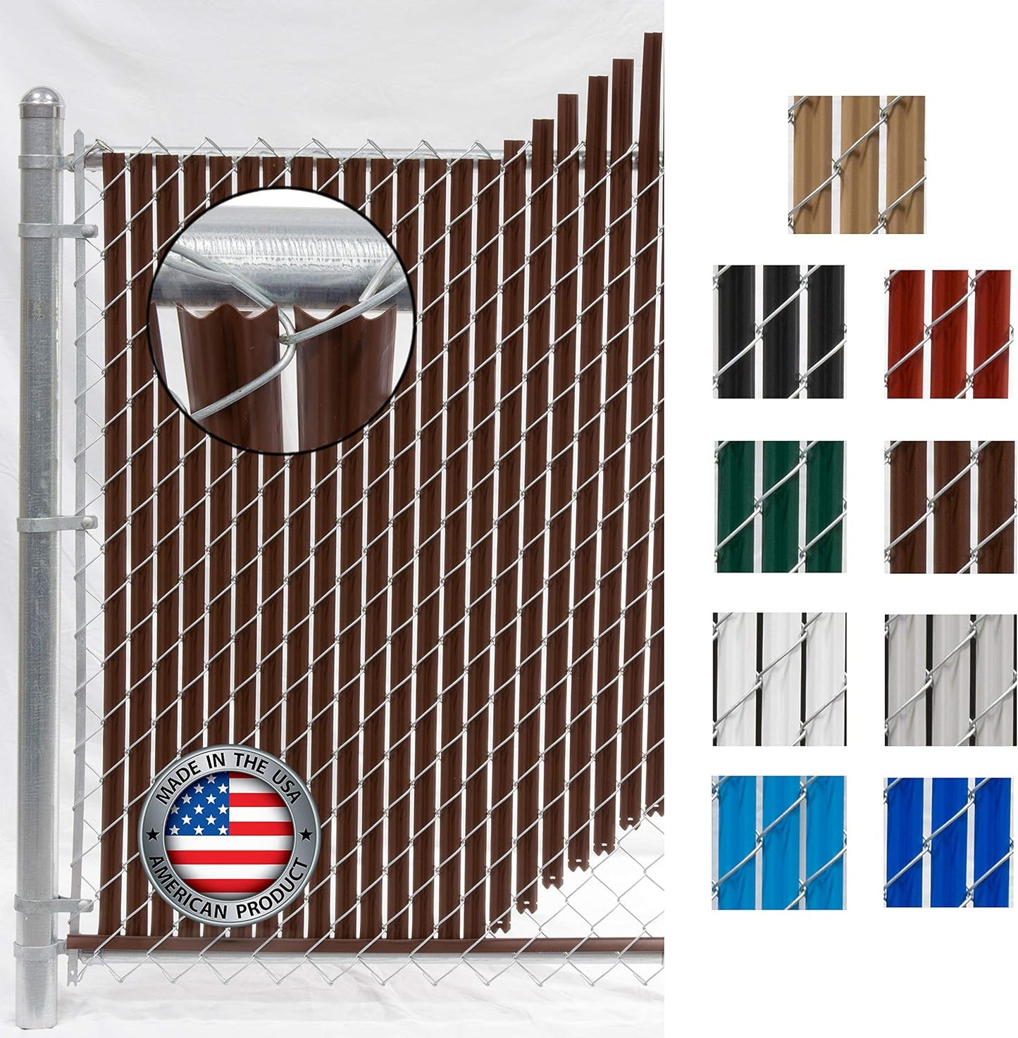 Wave Slat (9 Colors) Single Wall Bottom Locking Privacy Slat for 4', 5', 6', 7' and 8' Chain Link Fence (7 ft, Brown)