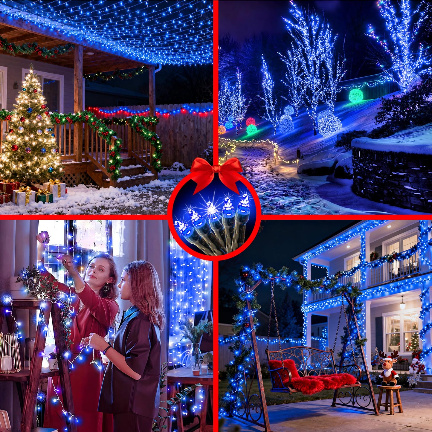 1500 Led 470Ft Christmas String Lights Outdoor  12 Pro Modes And Timer Memory & Brightness  Plug In Waterproof Dark Green Wire Twinkle Light For For Xmas Yard Tree Wedding Party Decor (Blue)